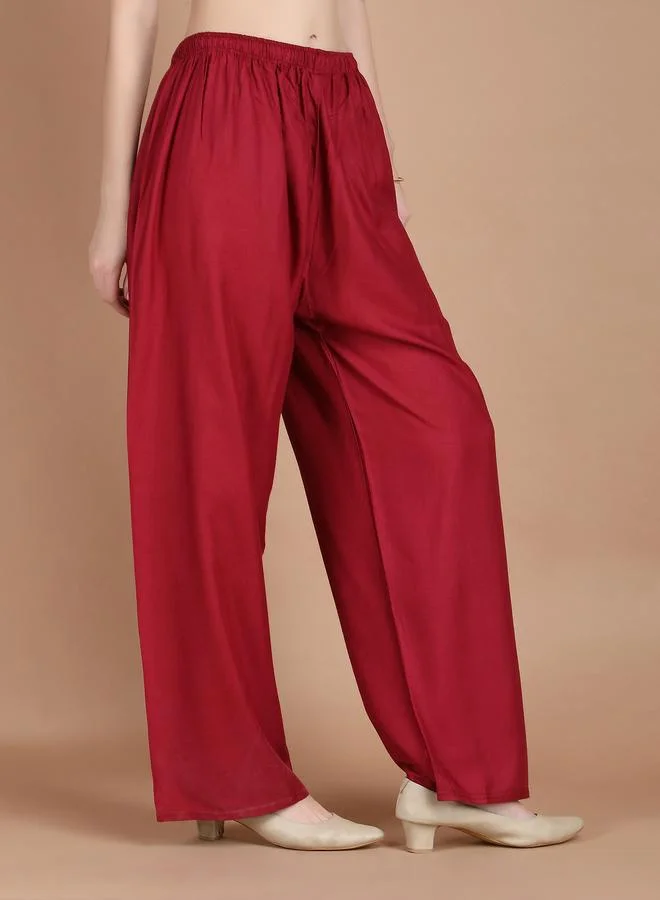 Take Two Maroon Maroon Wide Leg Ethnic Palazzos By Michael Kovlin for Women | Best Price UAE